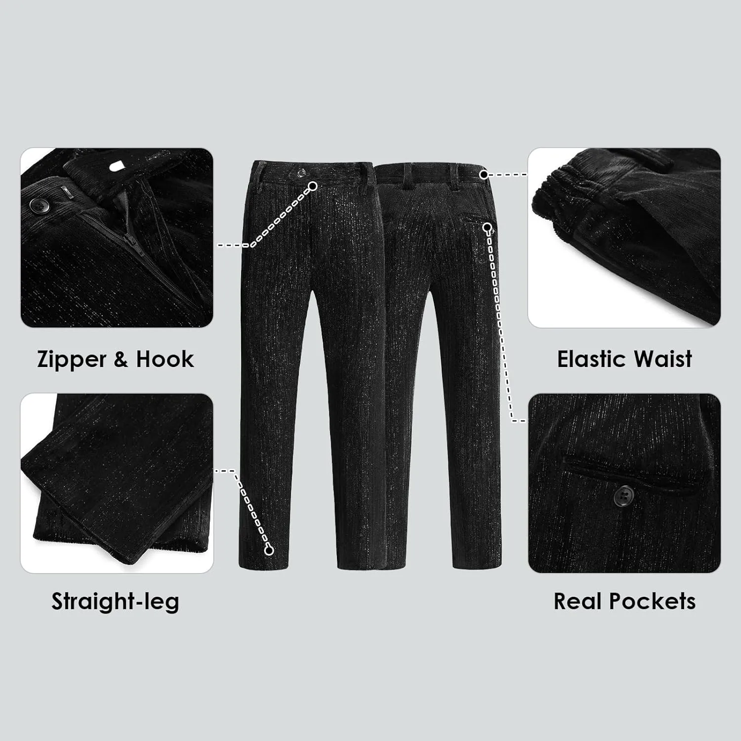 Lamgool Boys Velvet Suit Set Slim Fit Tuxedo Kids Formal Outfit 4 Piece with Blazer Jacket Shirt Pant Bow Tie for Wedding