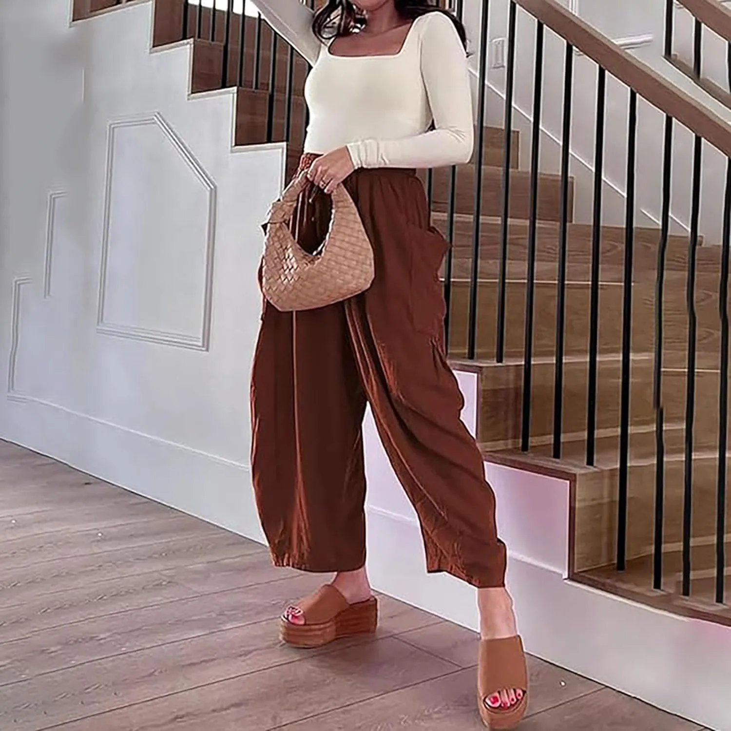 Lapidata Linen Pants,Wide Leg Loose Cotton Linen Pants, Summer Beach Vacation Pants for Women,Palazzo Harem Pants