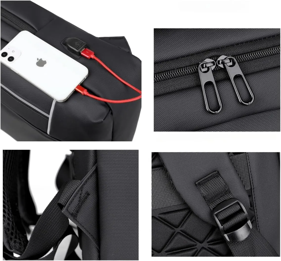 Laptop Backpack, Business Travel Backpack for Men Women, Water Resistant Anti-Theft Daypack, USB Charging Port (Black)