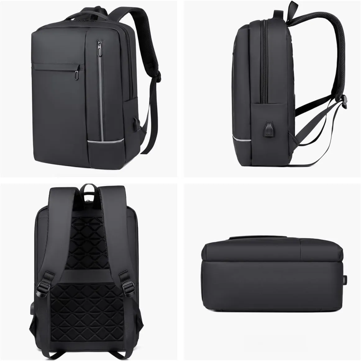 Laptop Backpack, Business Travel Backpack for Men Women, Water Resistant Anti-Theft Daypack, USB Charging Port (Black)