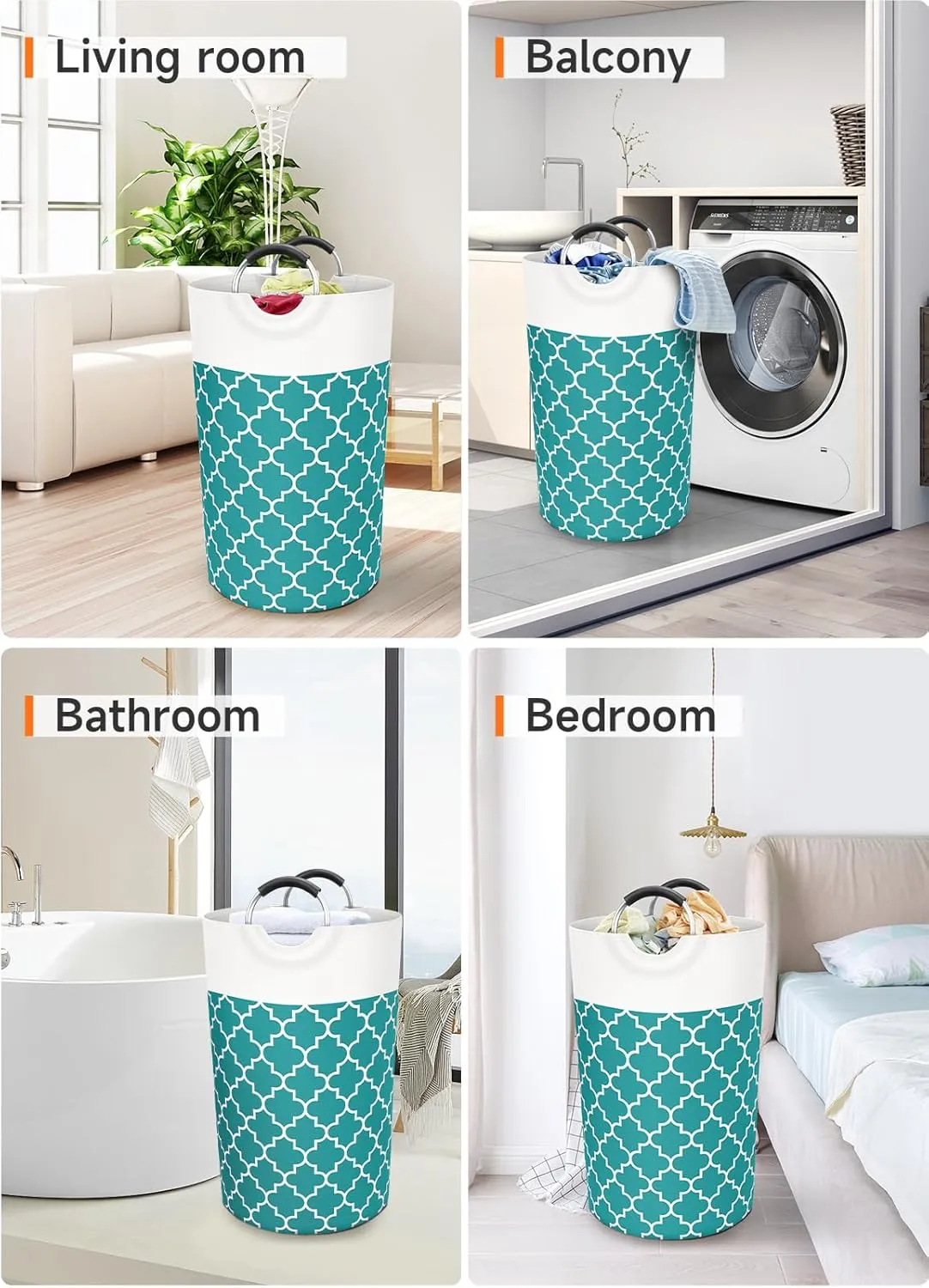 Large Laundry Basket Laundry Hamper Bag Washing Bin Clothes Bag Collapsible Tall With Handles Waterproof Travel Bathroom College Essentials Storage For College Dorm, Family (Green)82L