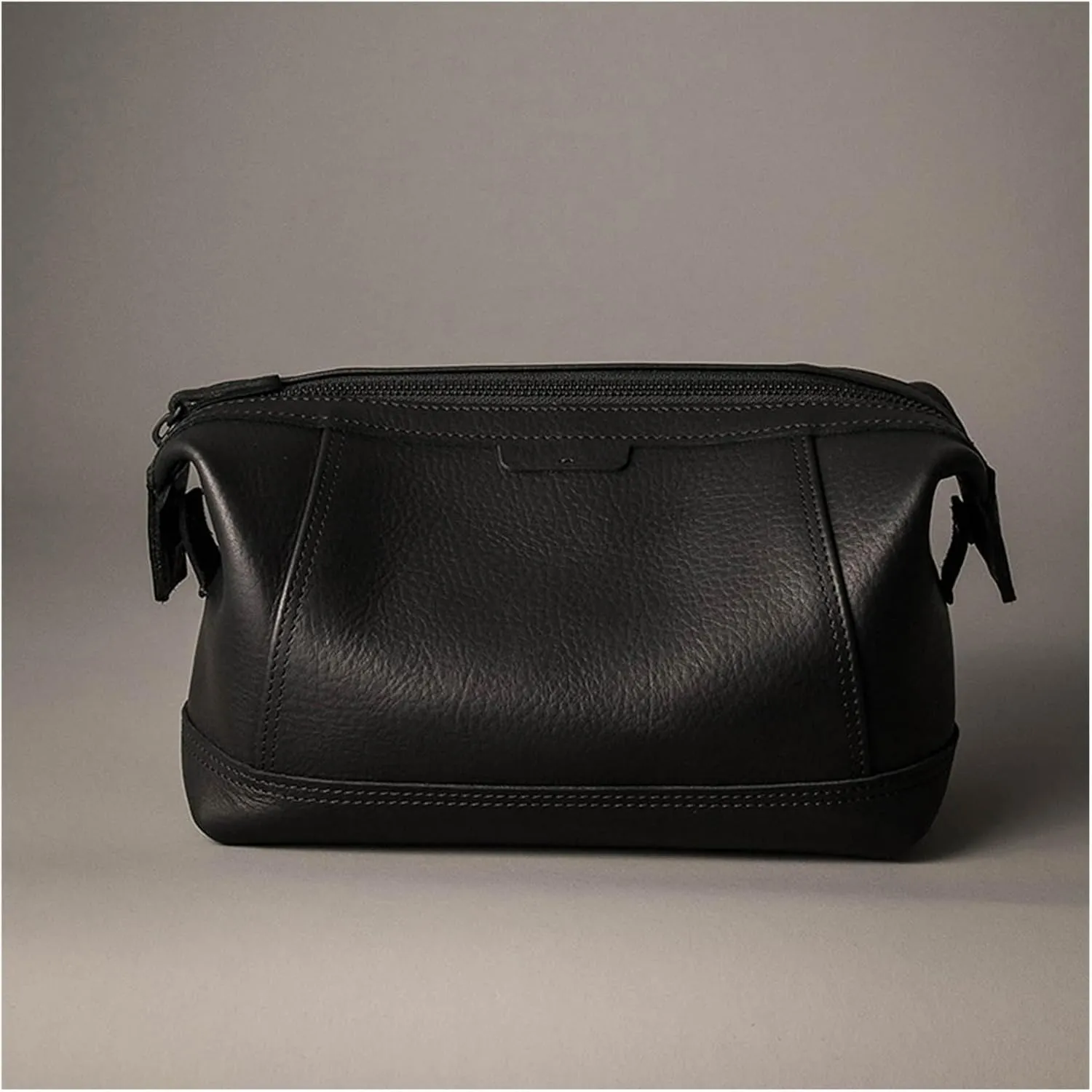 Leather Toiletry Bag, Travel Toiletry Bag for Men Hanging Dopp Kit Leather Toiletry Organizer Water-Resistant(Black)