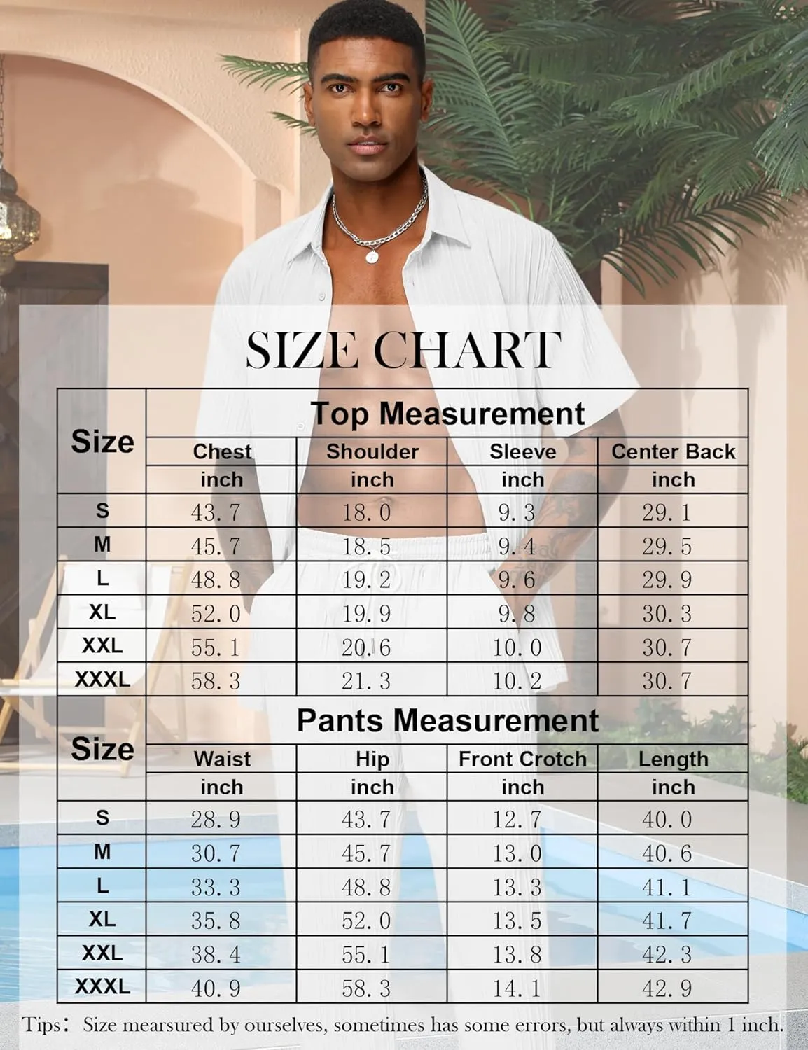 LecGee Men's 2 Piece Vertical Striped Textured Outfits Summer Casual Button Down Shirts And Pants Matching Sets
