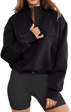 LEEDYA Womens Long Sleeve Half Zip Sweatshirts Oversized Casual Pullover Tops Fall Fashion Outfits 2025 Y2k Clothes