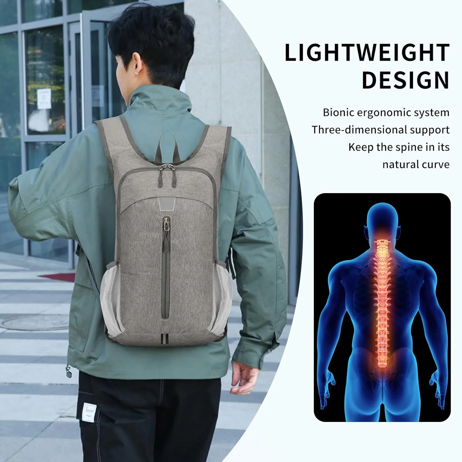 Lightweight Hiking Backpack,Water Resistant Foldable Small Packable Daypack for Women and Men Travel Camping Outdoor. (Grey)
