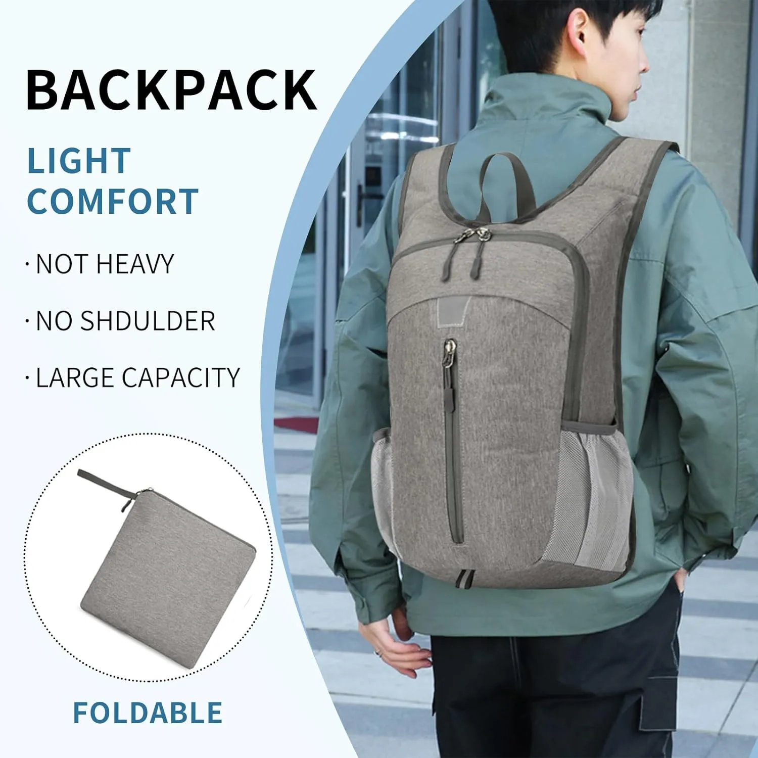 Lightweight Hiking Backpack,Water Resistant Foldable Small Packable Daypack for Women and Men Travel Camping Outdoor. (Grey)