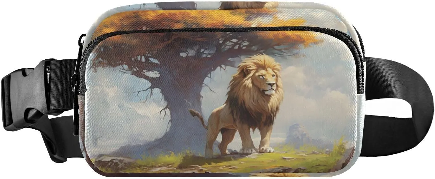 Lion Wild Fanny Pack for Travel Hiking Water Resistant Waist Pack Sling Bag Purse for Women Men