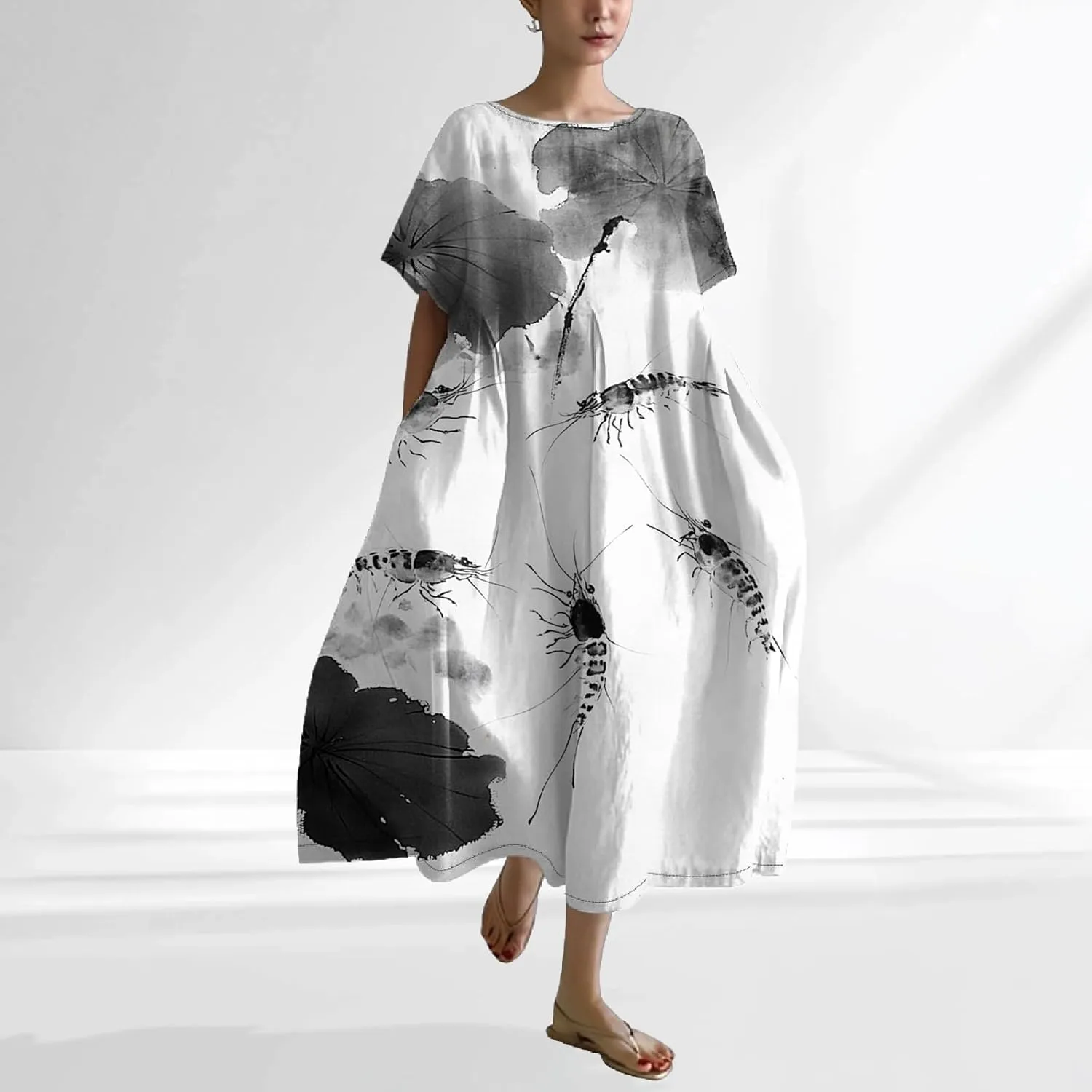 LOAIHA Boho Dress for Women Baggy Plus Size Floral Maxi Dress Summer Bohemian Dress Casual Long Dress Flowy Boho Dresses