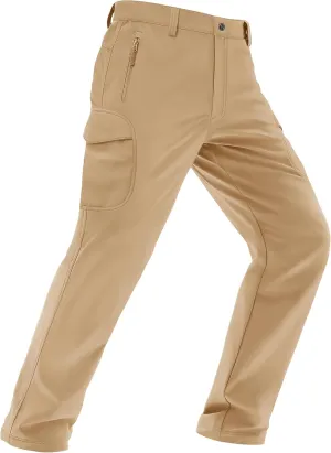 MAGCOMSEN Men's Winter Pants Water Resistant Fleece Lined Snowboard Ski Pants Softshell Tactical Pants with Multi-Pockets