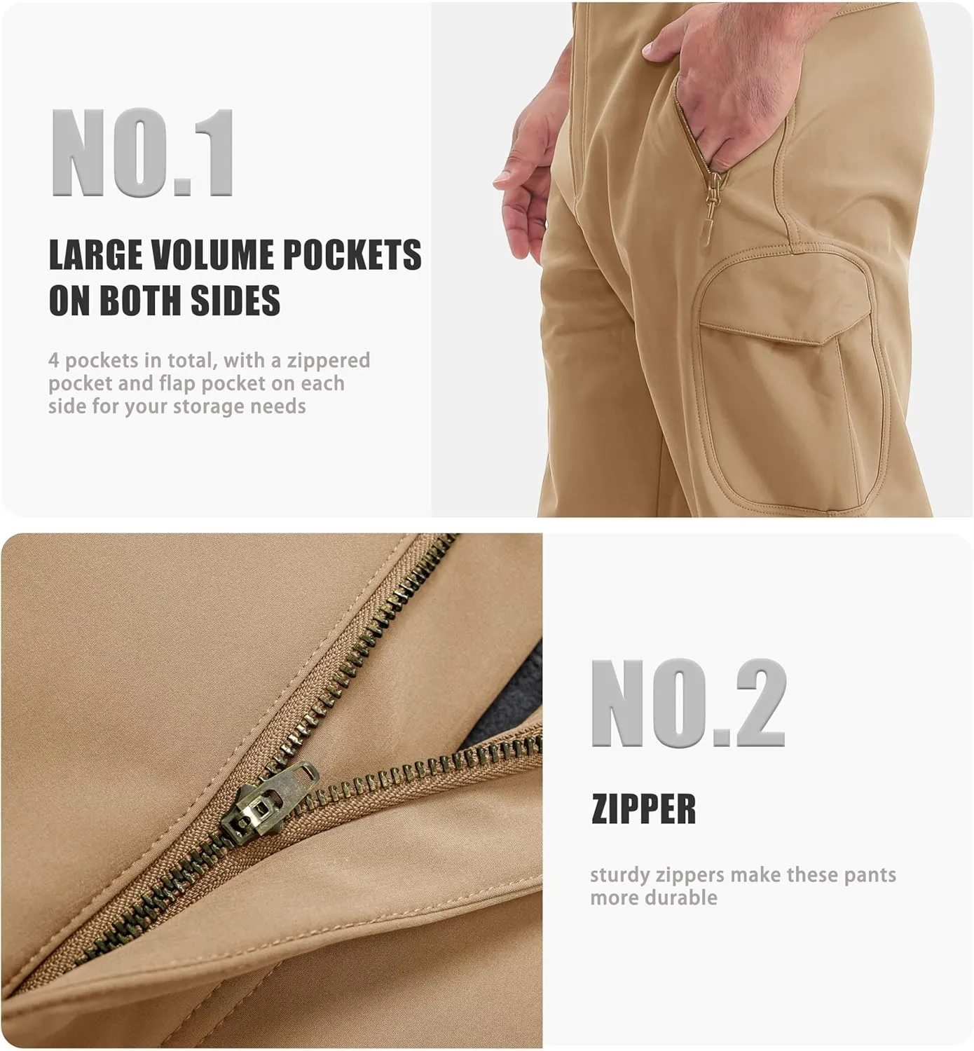 MAGCOMSEN Men's Winter Pants Water Resistant Fleece Lined Snowboard Ski Pants Softshell Tactical Pants with Multi-Pockets