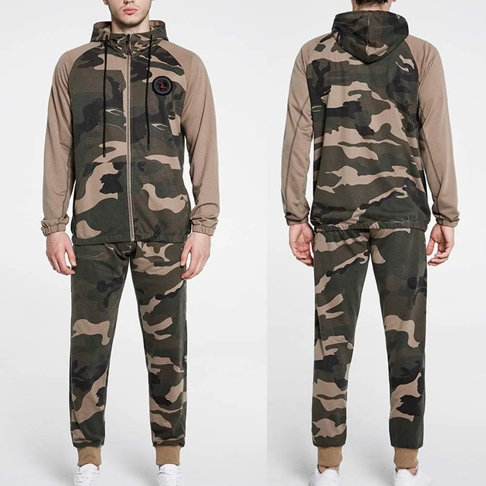 MANLUODANNI Mens Sweatsuits 2 Piece Hoodie Tracksuit Casual Comfy Camo Suits for Men