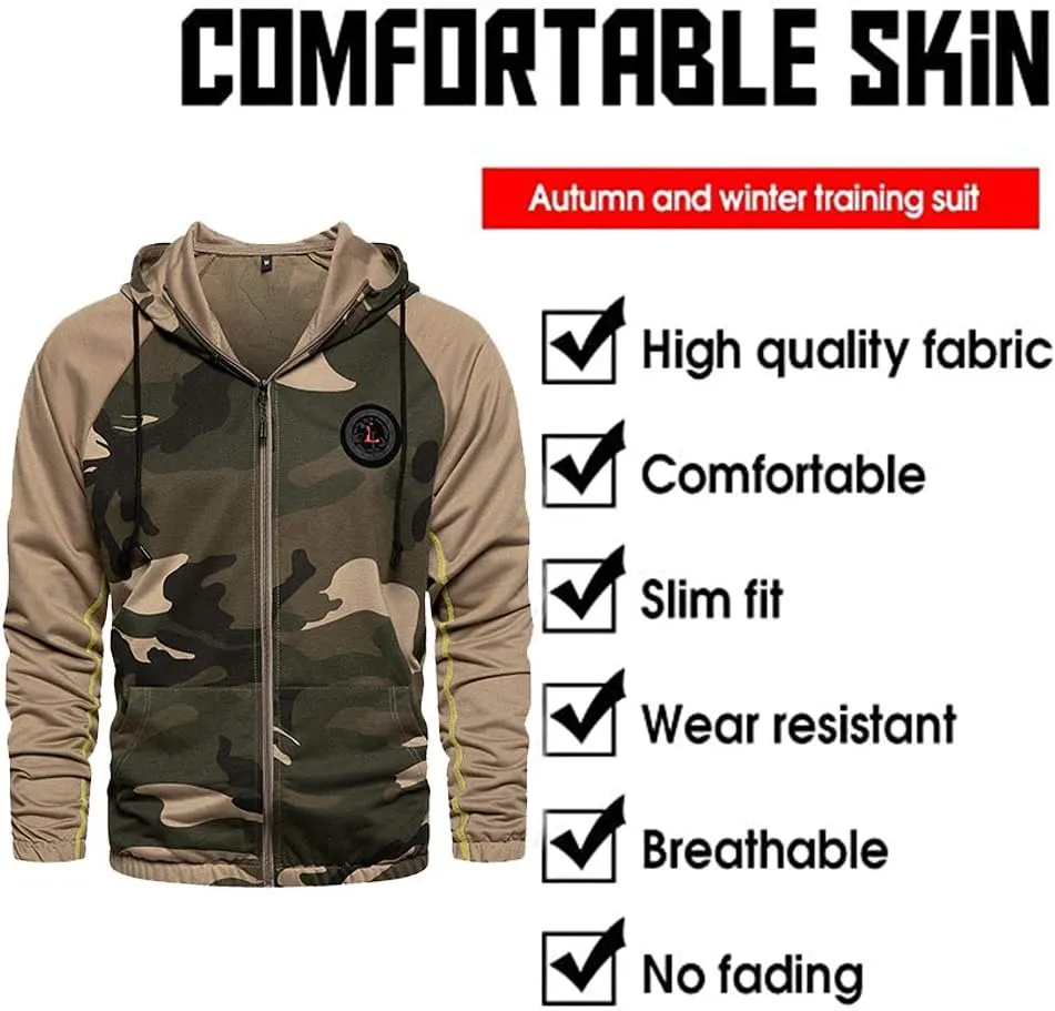 MANLUODANNI Mens Sweatsuits 2 Piece Hoodie Tracksuit Casual Comfy Camo Suits for Men