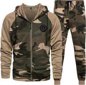 MANLUODANNI Mens Sweatsuits 2 Piece Hoodie Tracksuit Casual Comfy Camo Suits for Men