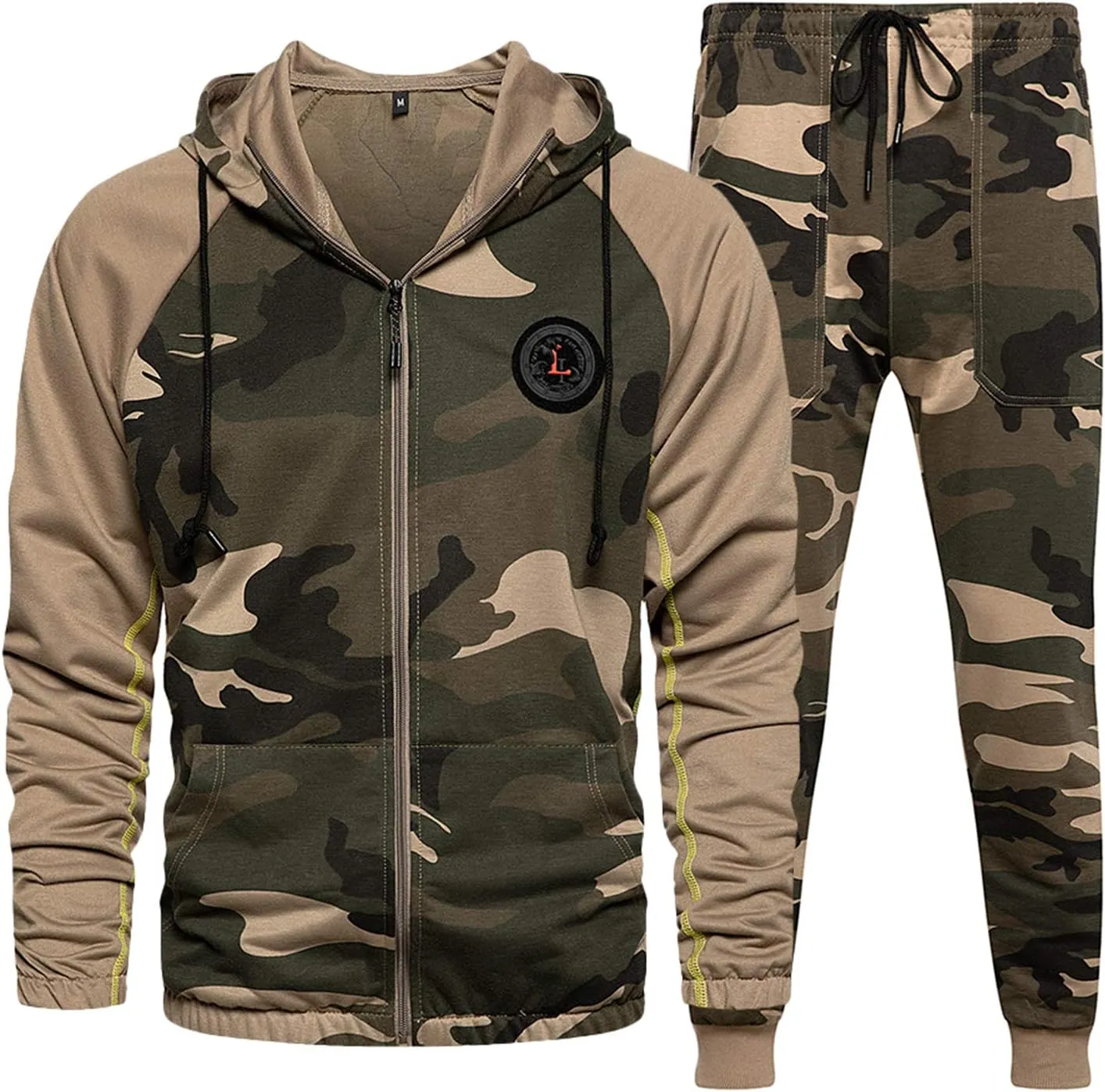MANLUODANNI Mens Sweatsuits 2 Piece Hoodie Tracksuit Casual Comfy Camo Suits for Men