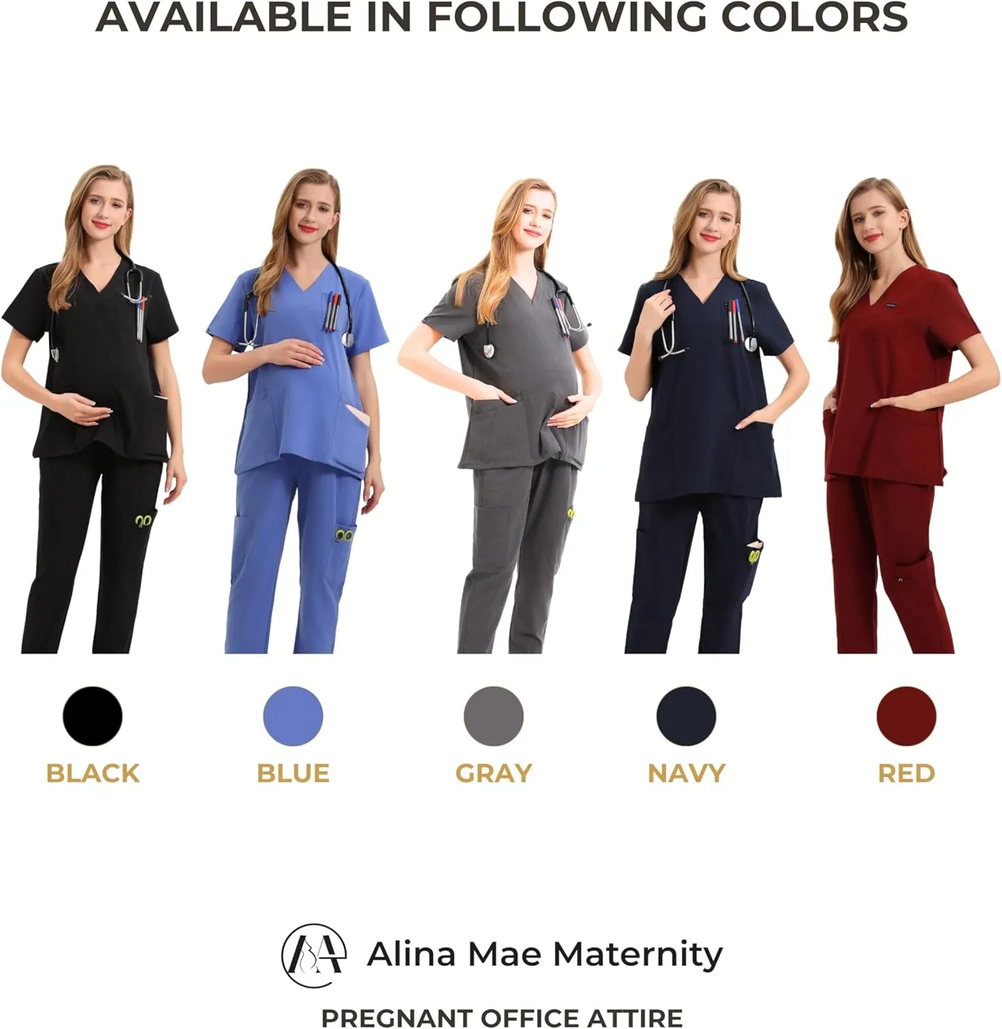 Maternity Scrub Jogger Pants for Women Pregnant Doctor Uniform Pant Nurse Scrub w/ 6 Pockets