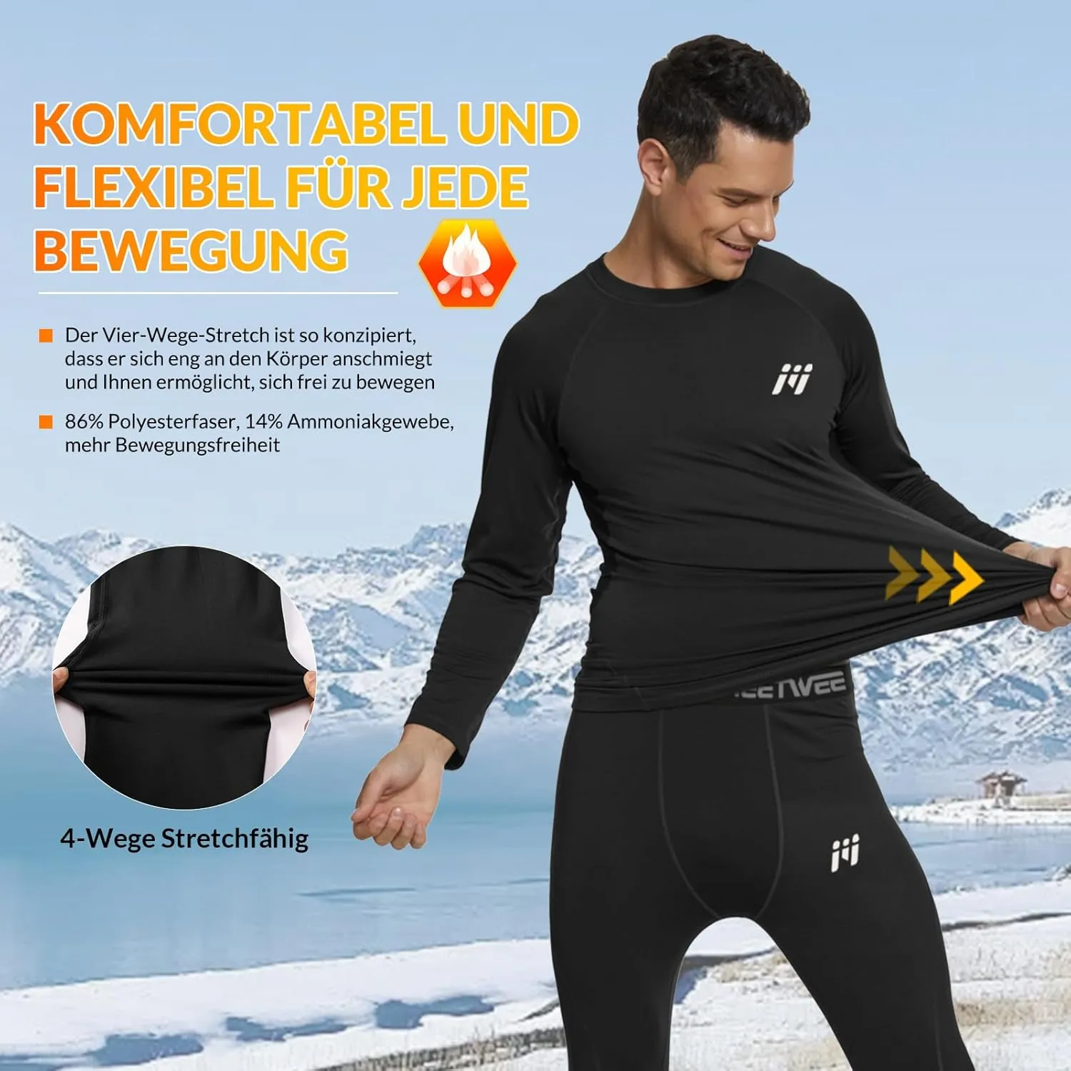 MEETWEE Thermal Shirts for Men, Mens Thermal Long Sleeve Shirt, Thermal Tops Men, Fleece Lined Undershirt Base Layer