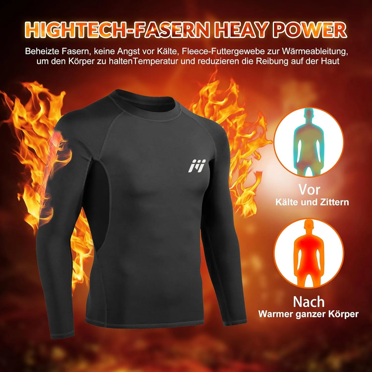 MEETWEE Thermal Shirts for Men, Mens Thermal Long Sleeve Shirt, Thermal Tops Men, Fleece Lined Undershirt Base Layer