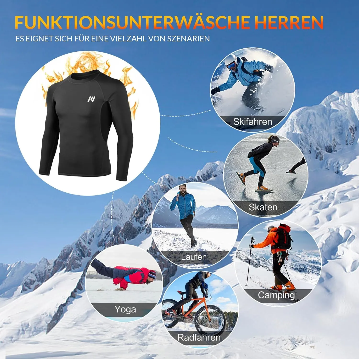 MEETWEE Thermal Shirts for Men, Mens Thermal Long Sleeve Shirt, Thermal Tops Men, Fleece Lined Undershirt Base Layer