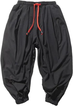 Men Loose Harem Pants Chinese Linen Overweight Sweatpants Solid Casual Trousers
