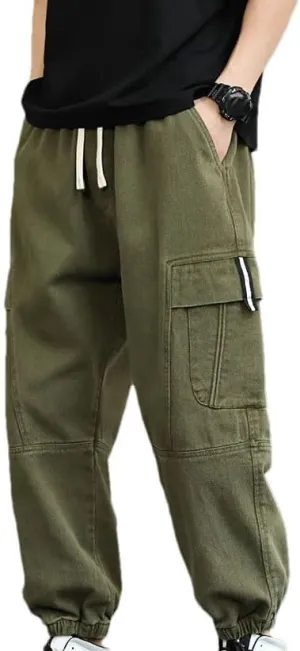 Men Outdoor Harem Trousers Multi-Pockets Sweatpants Cotton Baggy Cargo Pants