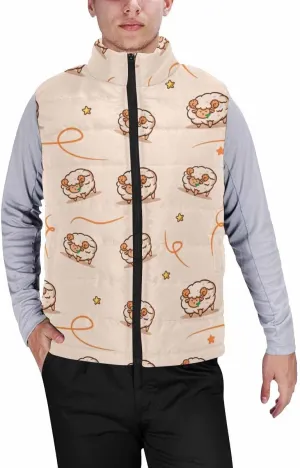 Men Puffer Vest Cute Sheeps Men'S Lightweight Vest Sleeveless Padded Quilted Jacket Packable Ideal For Travel