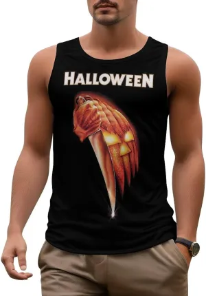 Men's Athletic Tank Halloween Michael Myers Casual Sleeveless Workout Shirts Top Slimming Body Shaper Vest Sports Undershirt