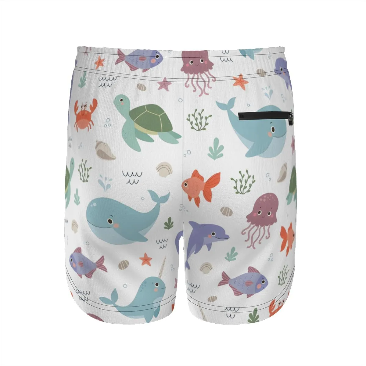 Men's Breathable Beachwear Pink and Blue Dolphin Swim Shorts Durable Long-Lasting Colorfast