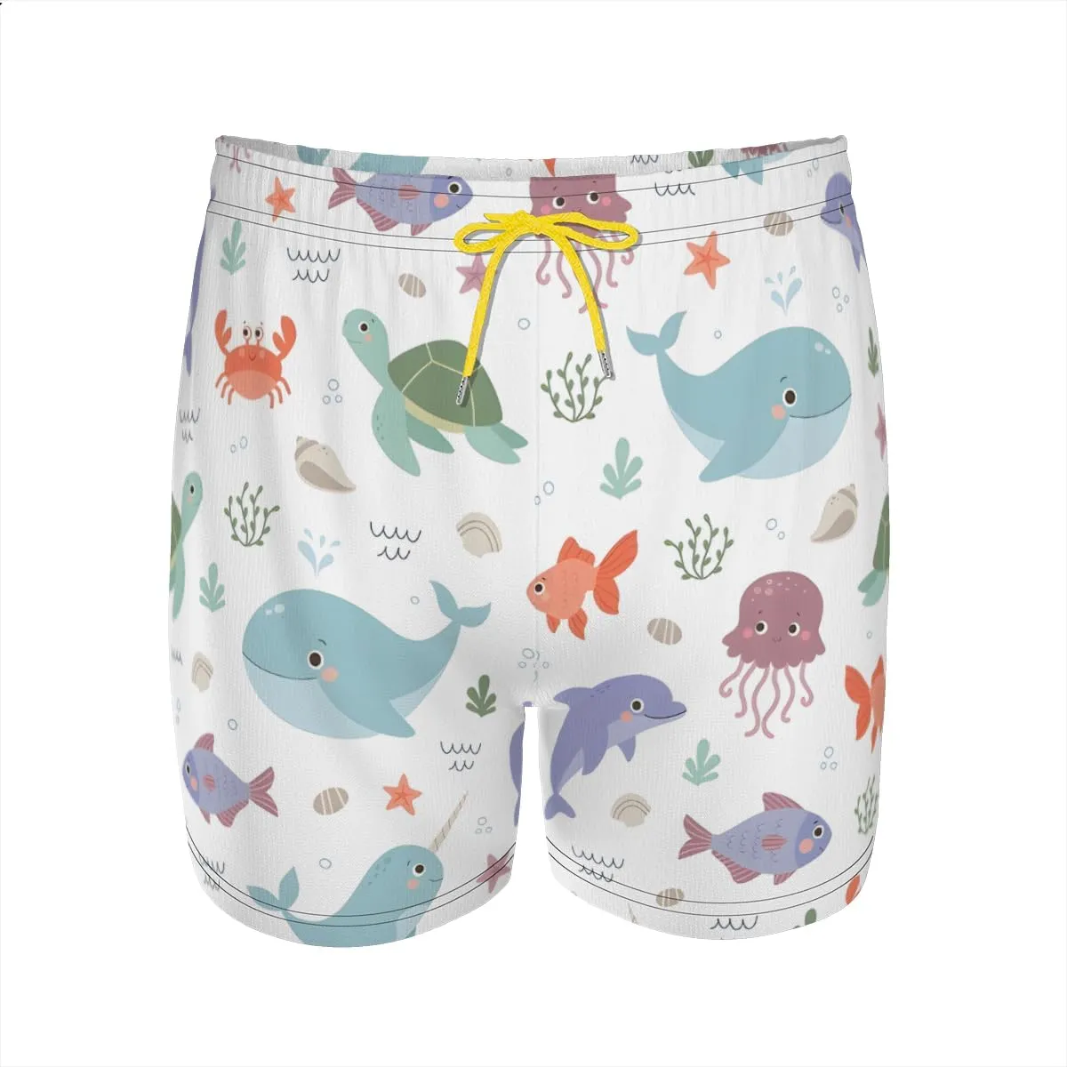 Men's Breathable Beachwear Pink and Blue Dolphin Swim Shorts Durable Long-Lasting Colorfast