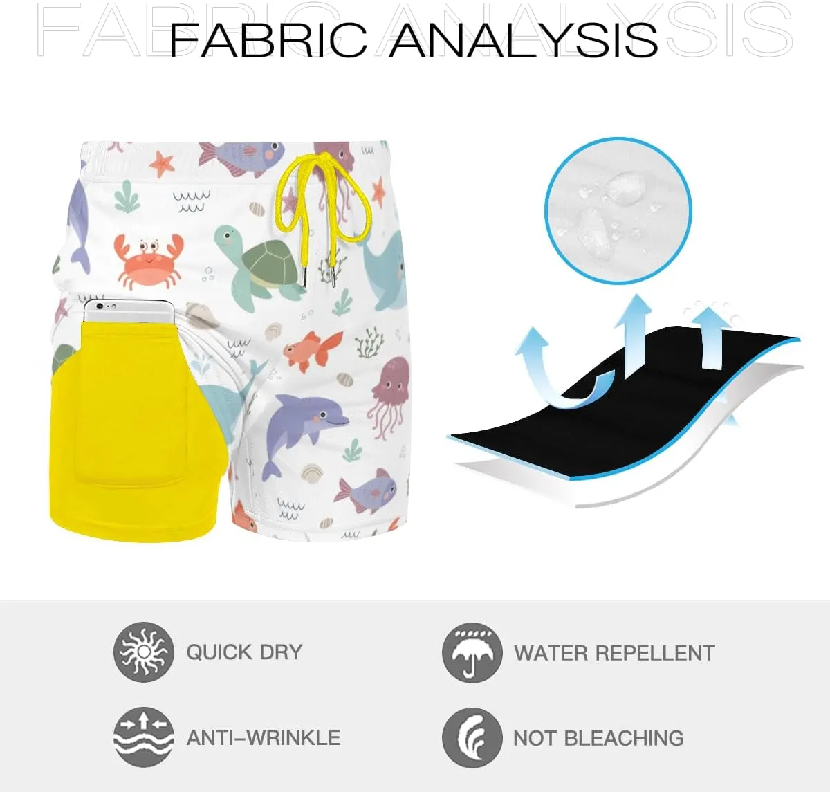 Men's Breathable Beachwear Pink and Blue Dolphin Swim Shorts Durable Long-Lasting Colorfast