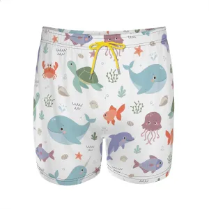 Men's Breathable Beachwear Pink and Blue Dolphin Swim Shorts Durable Long-Lasting Colorfast