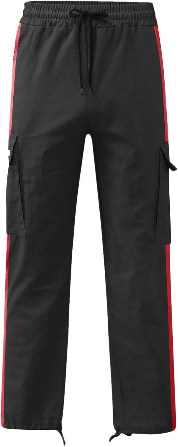 Men's Cargo Sweatpants Loose Fit Pants Joggers for Men with Multi Pockets Casual Drawstring Elastic Waist Stretch Cargo Pants