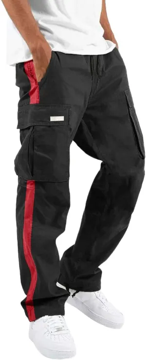 Men's Cargo Sweatpants Loose Fit Pants Joggers for Men with Multi Pockets Casual Drawstring Elastic Waist Stretch Cargo Pants