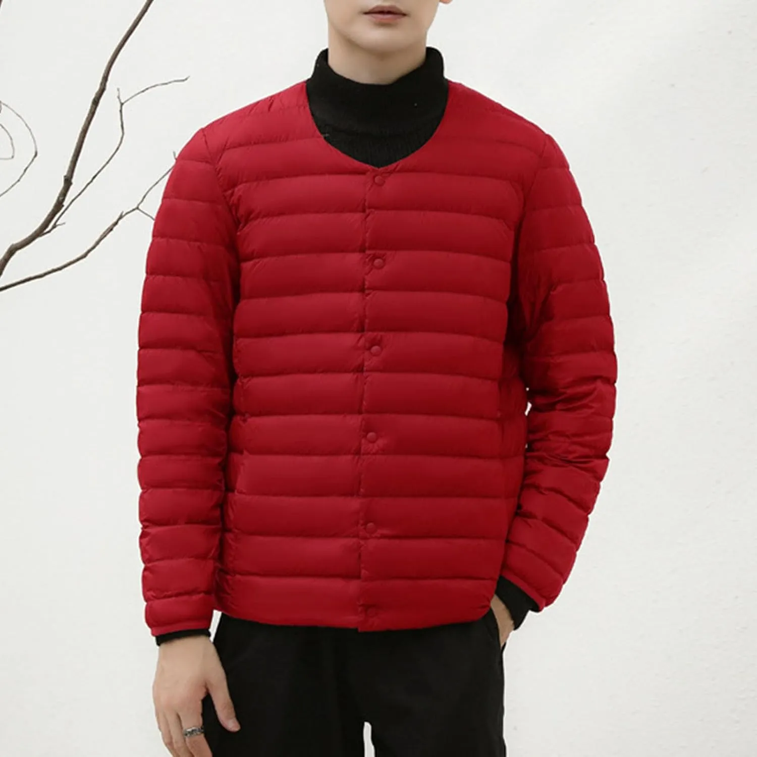 Men's Down Jacket Male Lightweight Puffer Winter Collarless Jacket Man Warm Inner Down Jacket Liner