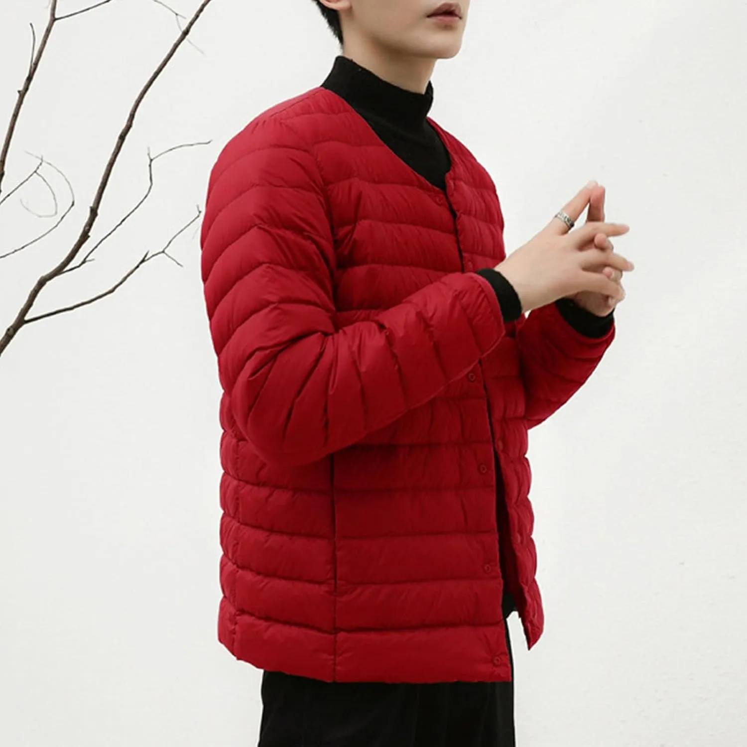 Men's Down Jacket Male Lightweight Puffer Winter Collarless Jacket Man Warm Inner Down Jacket Liner