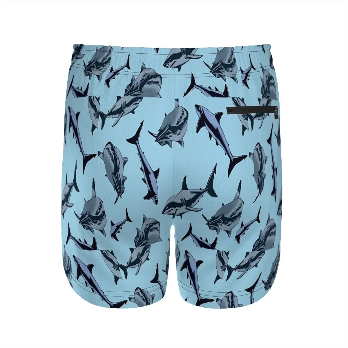 Men's Durable surf Shorts Shark Patterned Swim Trunks Side Pockets Easy Access Storage