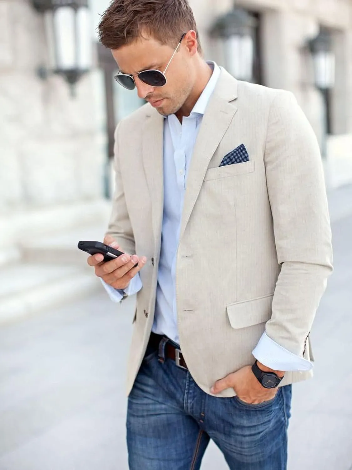 Men's Fashion Casual Slim Fit Linen Blazer Regular fit Jacket Lightweight 2 Button Blazer Sport Coat