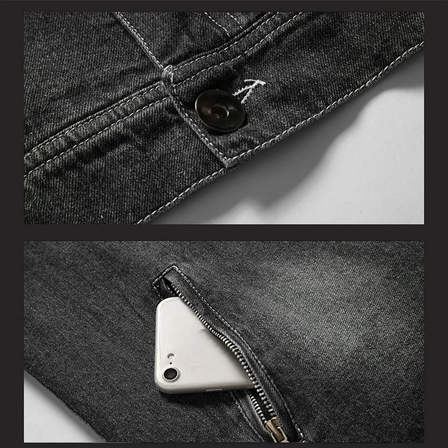 Men's Fur Collar Denim Jacket Male Sherpa Lined Distressed Denim Trucker Jacket Men Winter Warm Faux Fur Jean Coat
