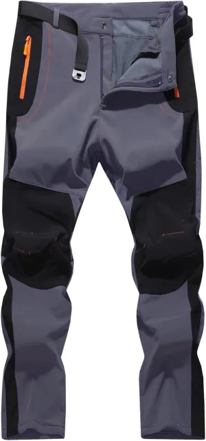 Men's Hiking Snow Ski Pants Softshell Fleece Lined Winter Water Repellent Outdoor Fishing Cargo Pants
