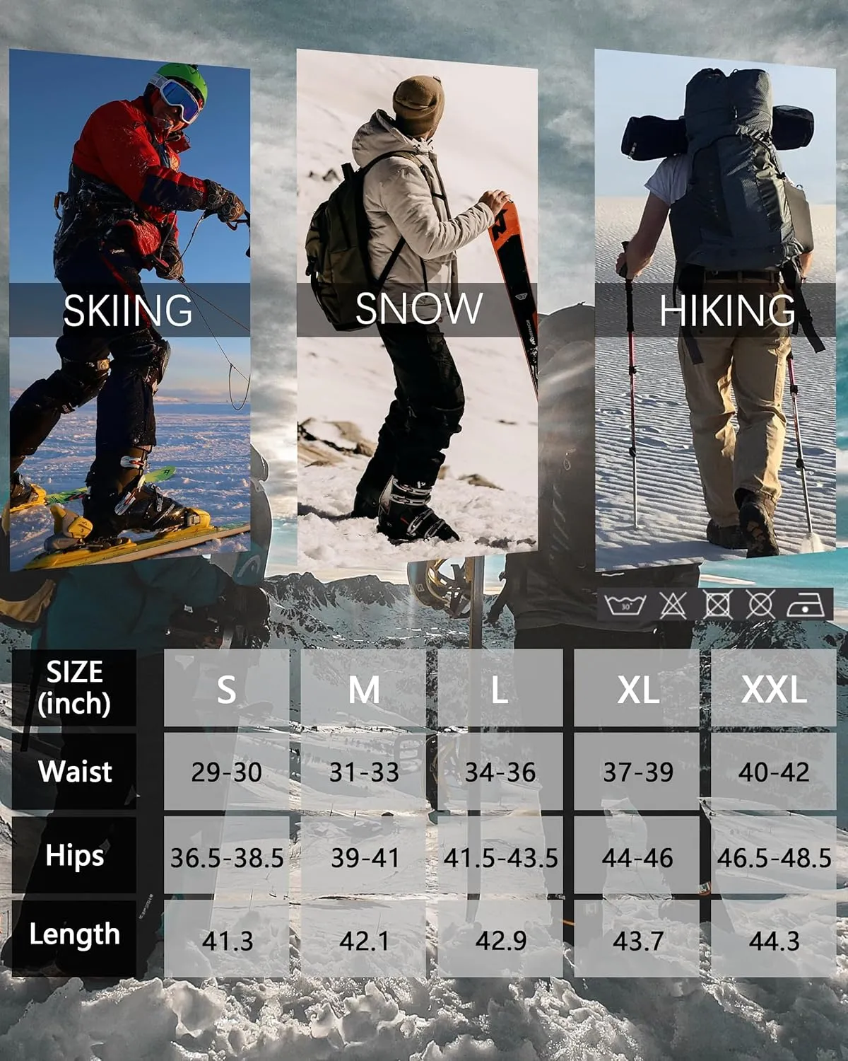Men's Hiking Snow Ski Pants Softshell Fleece Lined Winter Water Repellent Outdoor Fishing Cargo Pants