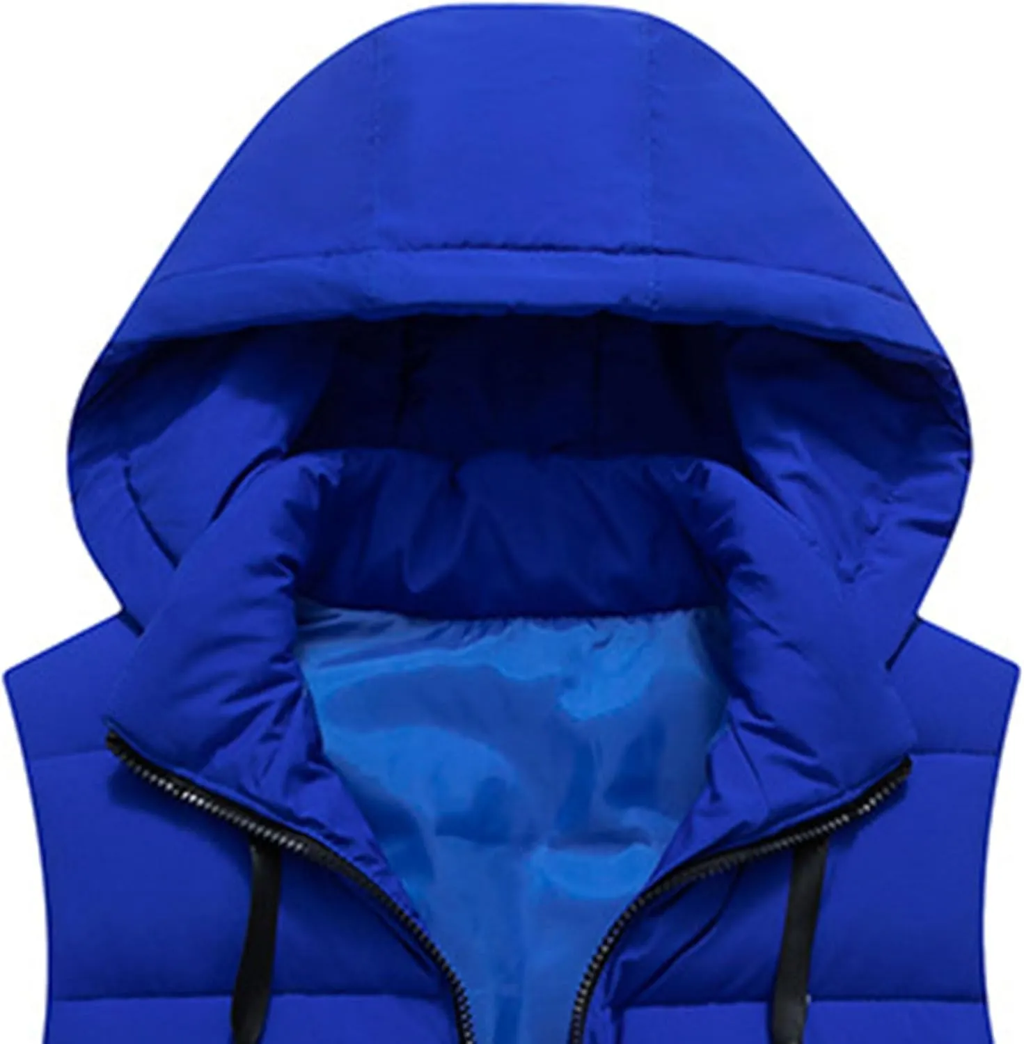 Men's Hooded Cotton Padded Vest Winter Warm Lightweight Quilted Coat Vest Casual Zip Up Thick Sleeveless Jacket