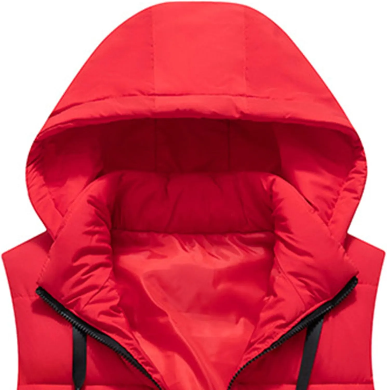 Men's Hooded Cotton Padded Vest Winter Warm Lightweight Quilted Coat Vest Casual Zip Up Thick Sleeveless Jacket