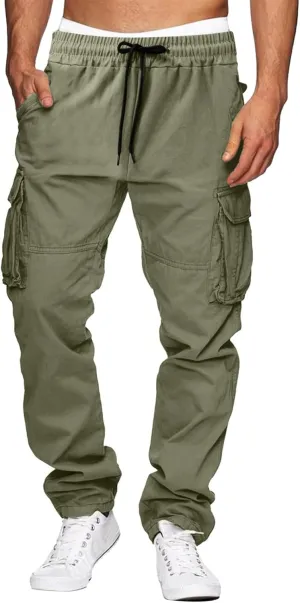 Mens Jogger Pants Regular Fit Casual Hiking Athletic Pant Lightweight Elastic Waist Cargo Pant Sweatpant Trousers with Pocket
