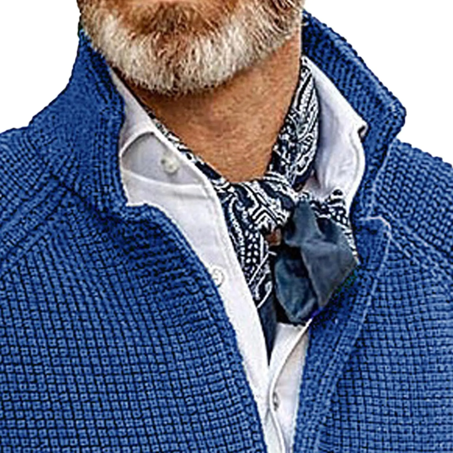 Men's Knitted Jacket Casual Button Up Slim Fit Cardigan Warm Cable Sweater Blazer with Pockets