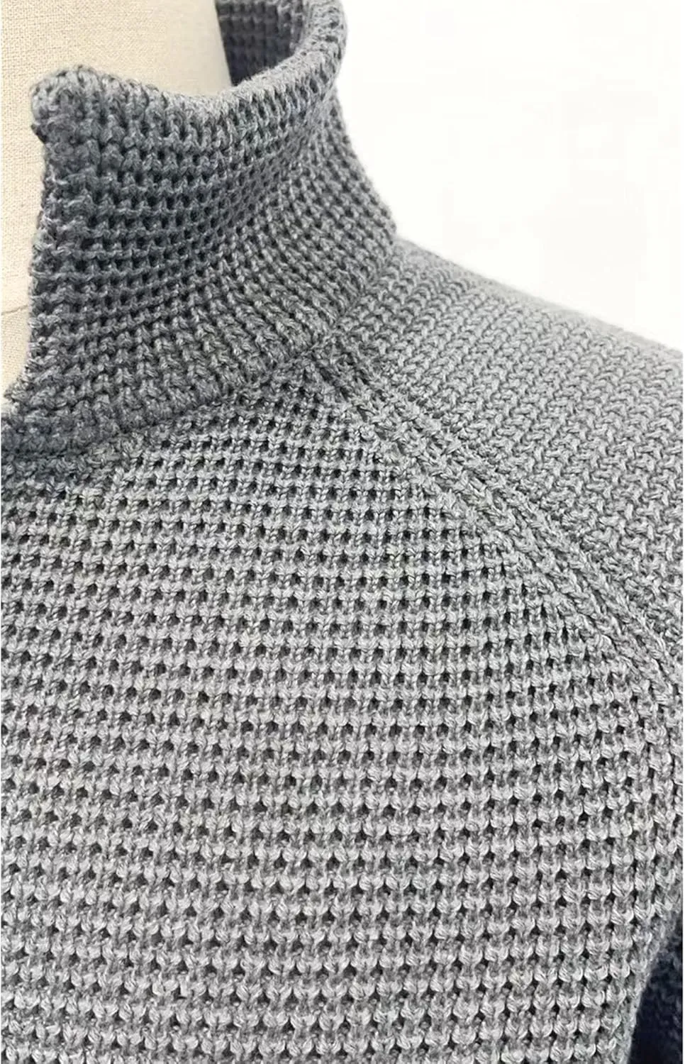 Men's Knitted Jacket Casual Button Up Slim Fit Cardigan Warm Cable Sweater Blazer with Pockets
