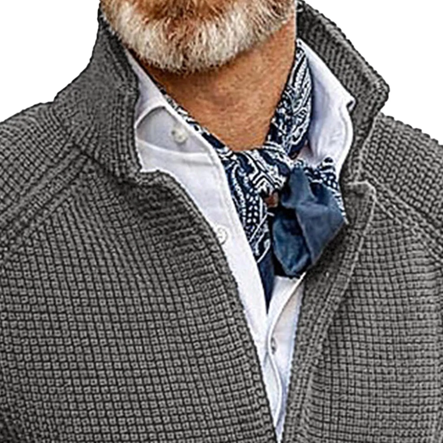 Men's Knitted Jacket Casual Button Up Slim Fit Cardigan Warm Cable Sweater Blazer with Pockets