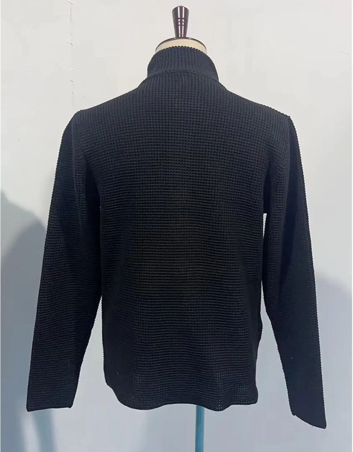 Men's Knitted Jacket Casual Button Up Slim Fit Cardigan Warm Cable Sweater Blazer with Pockets