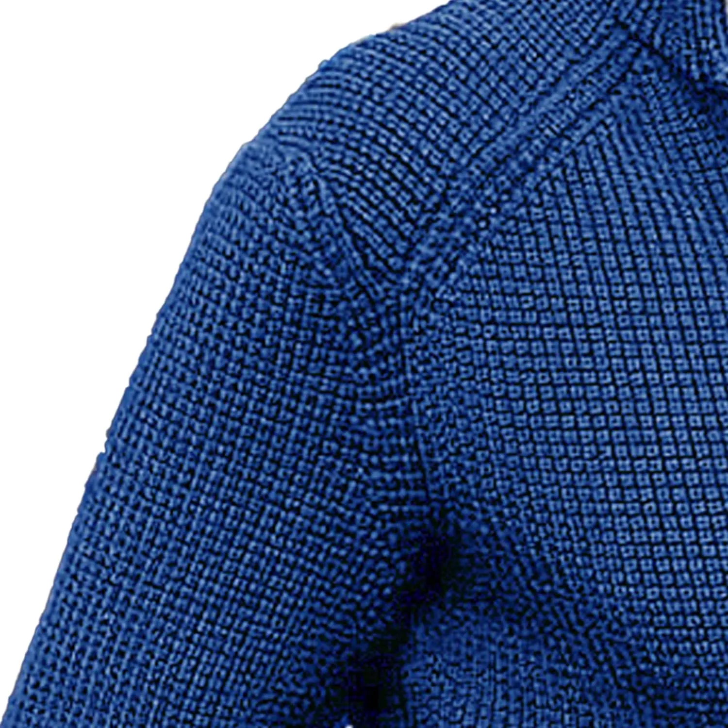 Men's Knitted Jacket Casual Button Up Slim Fit Cardigan Warm Cable Sweater Blazer with Pockets