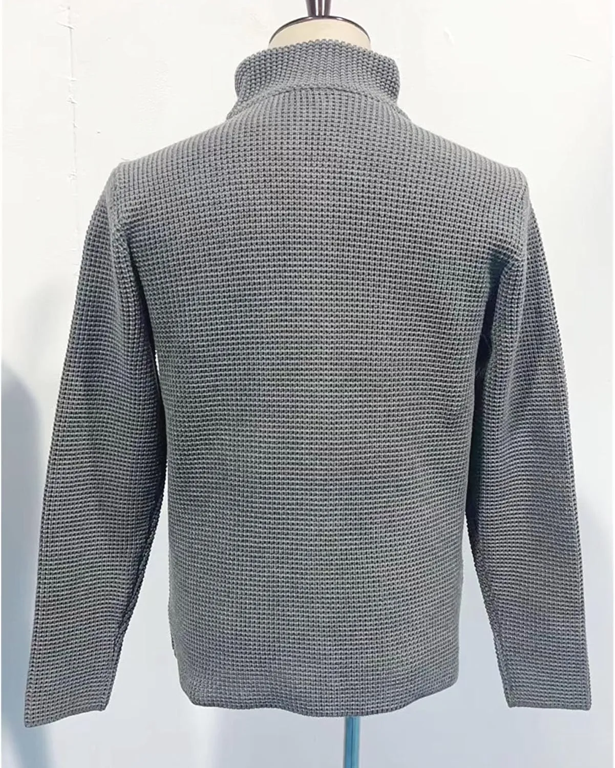 Men's Knitted Jacket Casual Button Up Slim Fit Cardigan Warm Cable Sweater Blazer with Pockets