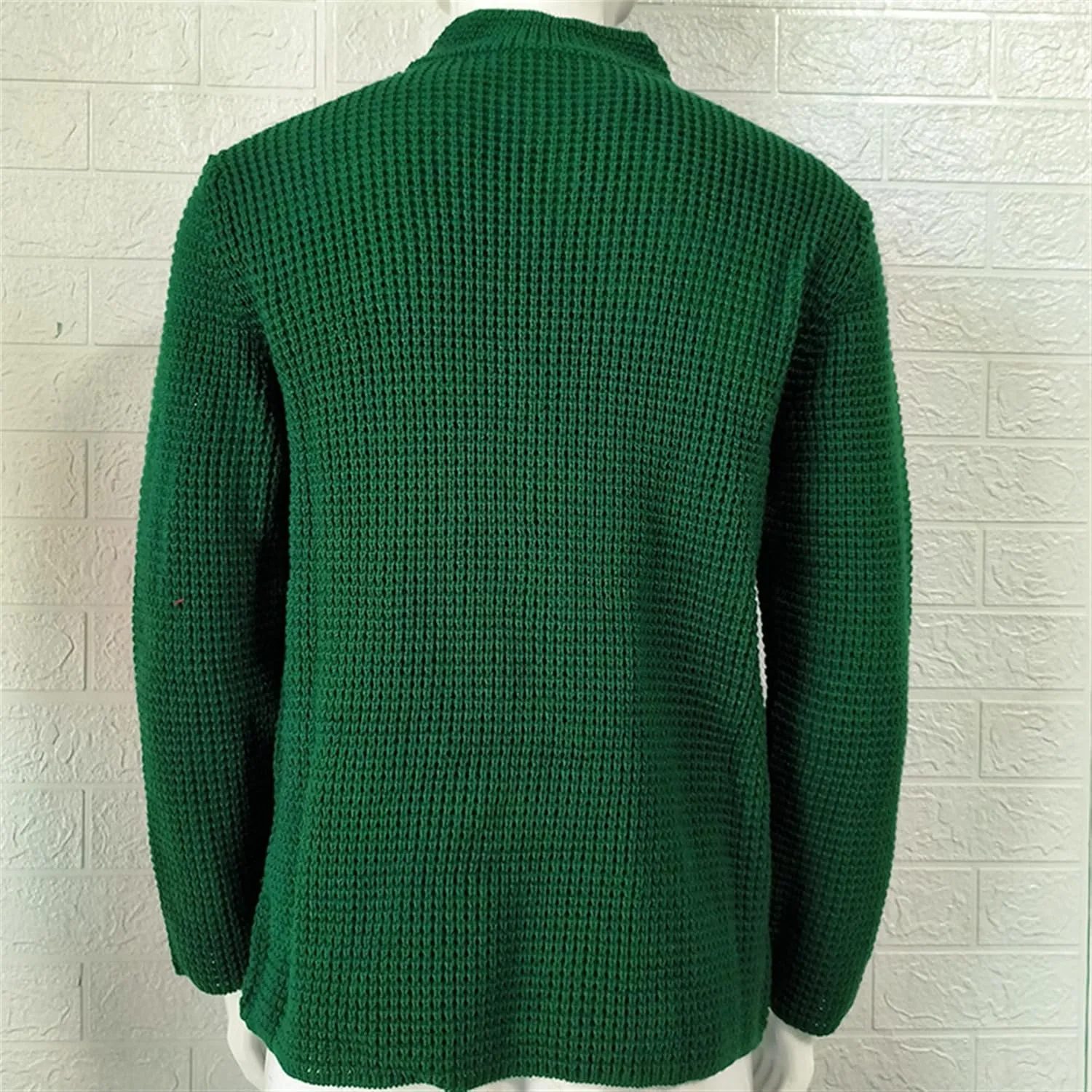 Men's Knitted Jacket Casual Button Up Slim Fit Cardigan Warm Cable Sweater Blazer with Pockets