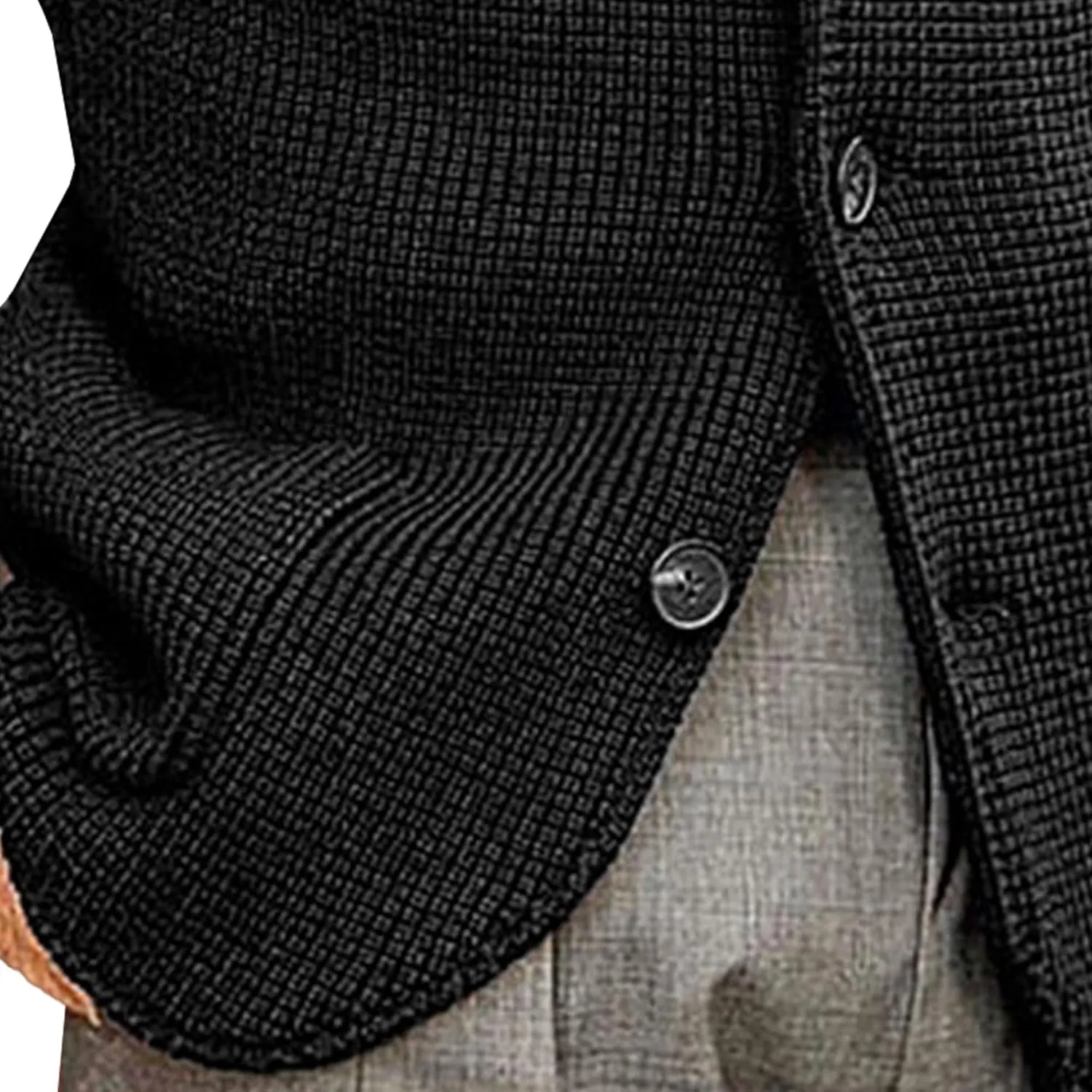 Men's Knitted Jacket Casual Button Up Slim Fit Cardigan Warm Cable Sweater Blazer with Pockets